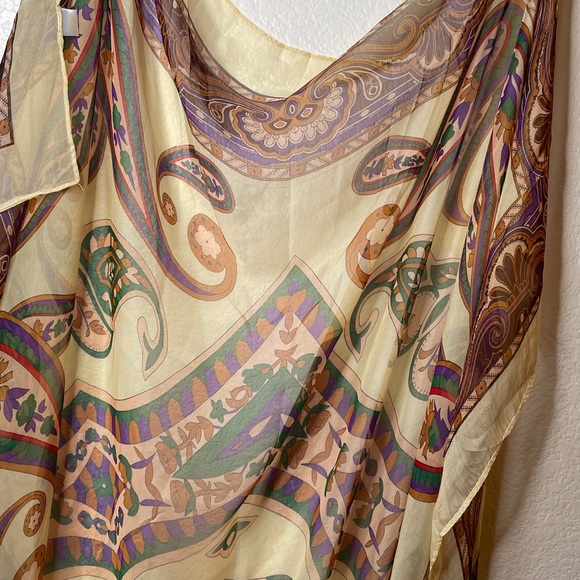 Bohemian Paisley Sheer 100% silk Scarf wrap Shaw bathing suit cover sarong - Picture 2 of 5